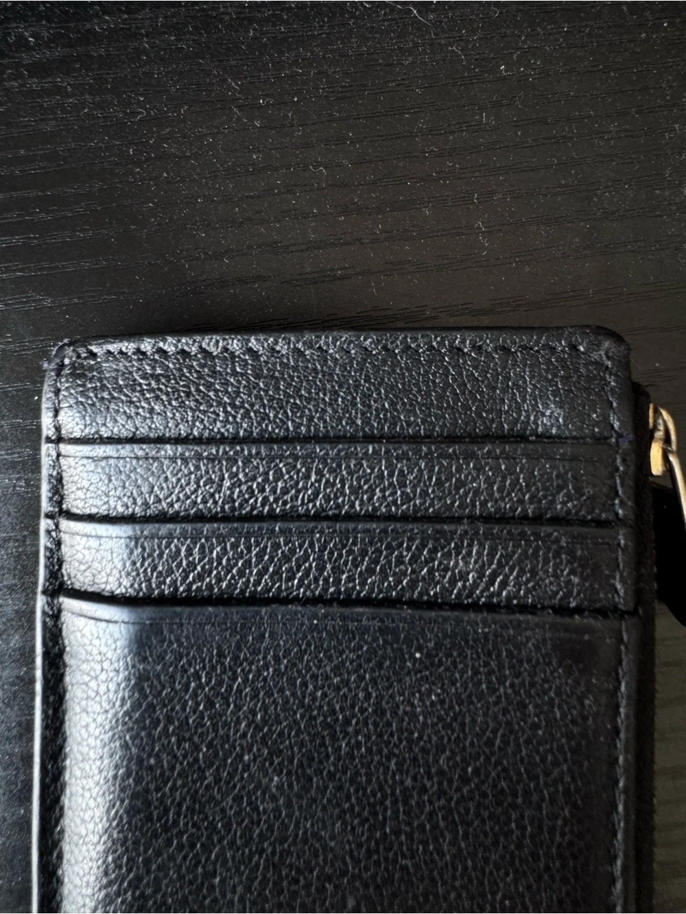 Tumi Black Leather Card Case with Gold-Tone Logo Plate - Picture 2 of 6